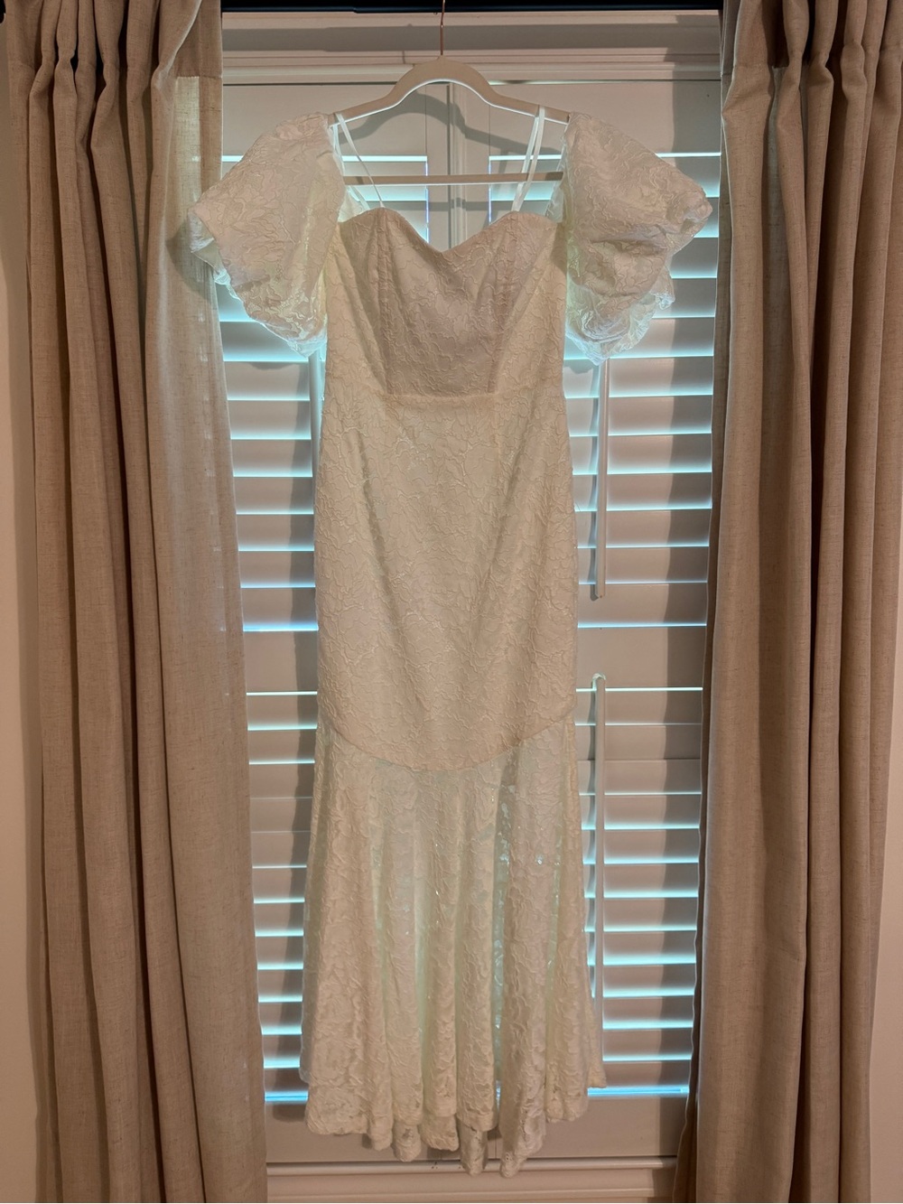 ASOS Bridal Ivory Lace Puff Sleeve Dress